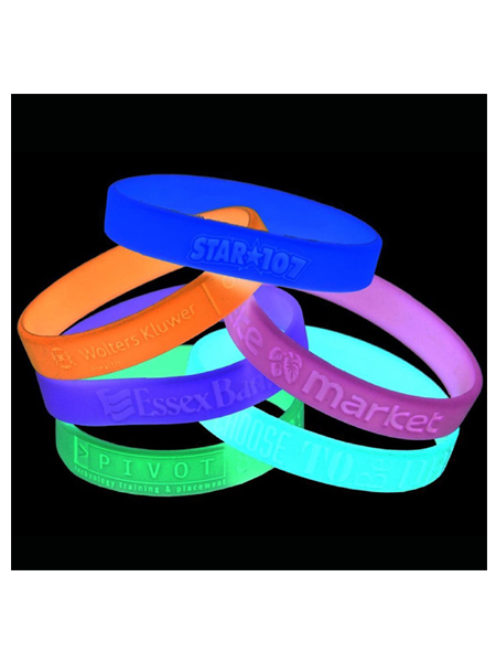 Glow in the Dark Custom Debossed Silicone Wristband