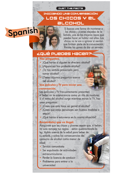 *SPANISH* Just the Facts Rack Card: Starting a Conversation: Kids & Alcohol